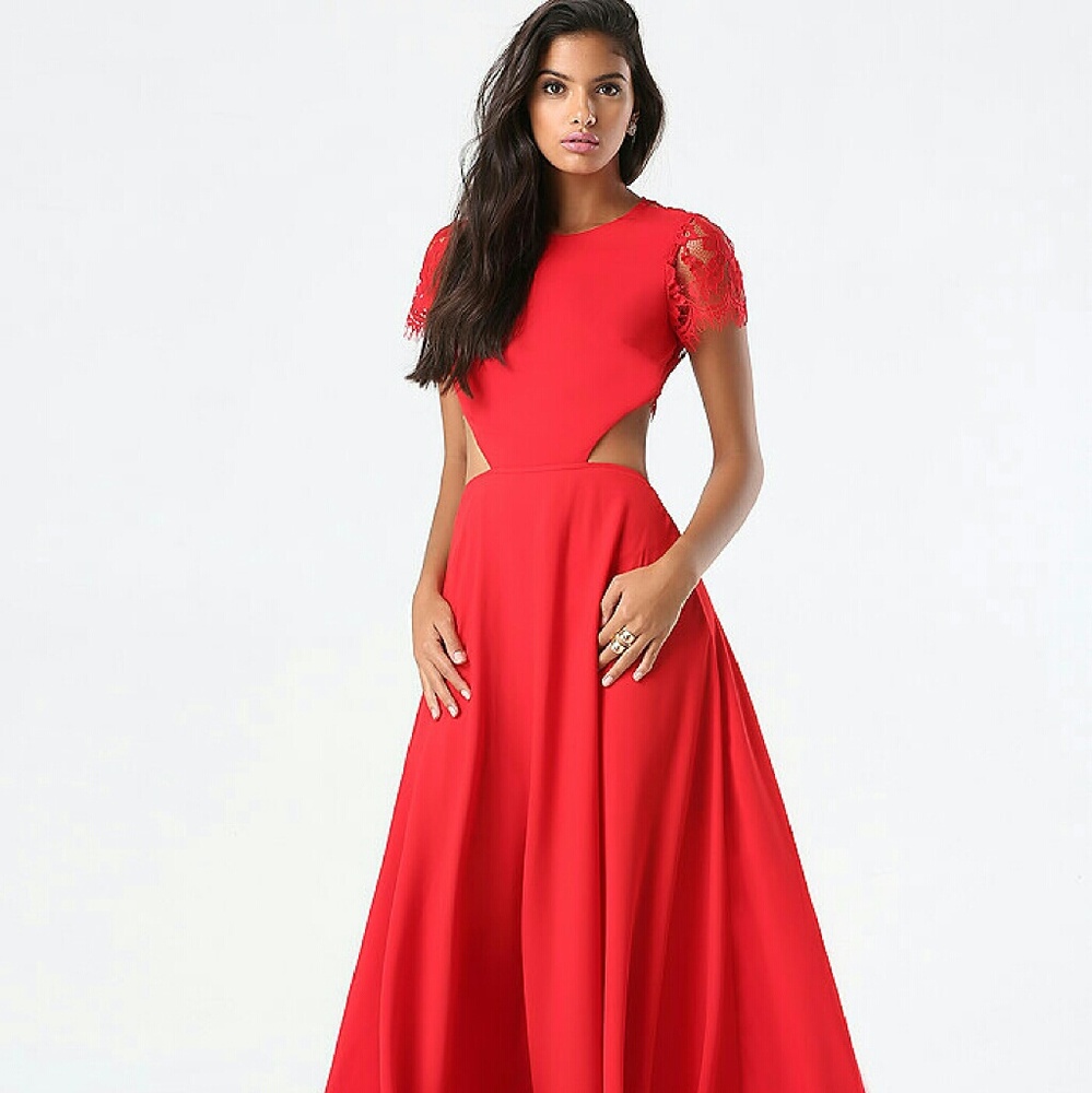 COPY - Bebe red gown with lace back